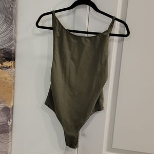 Dark Green Open Back Body Suit